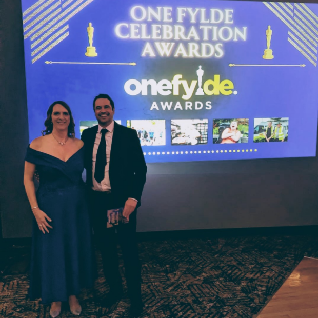 Simon Cocker pictured with Tracey Bush, the CEO of One Fylde